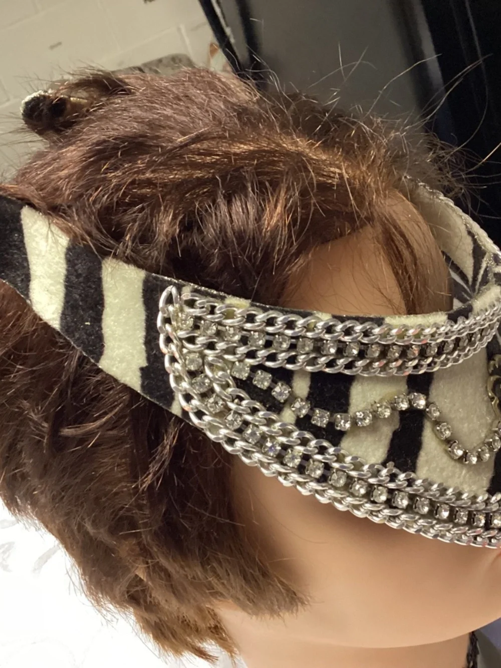Zebra hair funky hat BLING. TENNIS VISOR